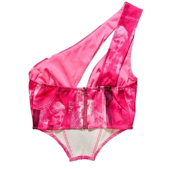 Pretty little thing ONE SHOULDER CUT OUT CORSET top hot pink size 0 - Picture 3 of 12